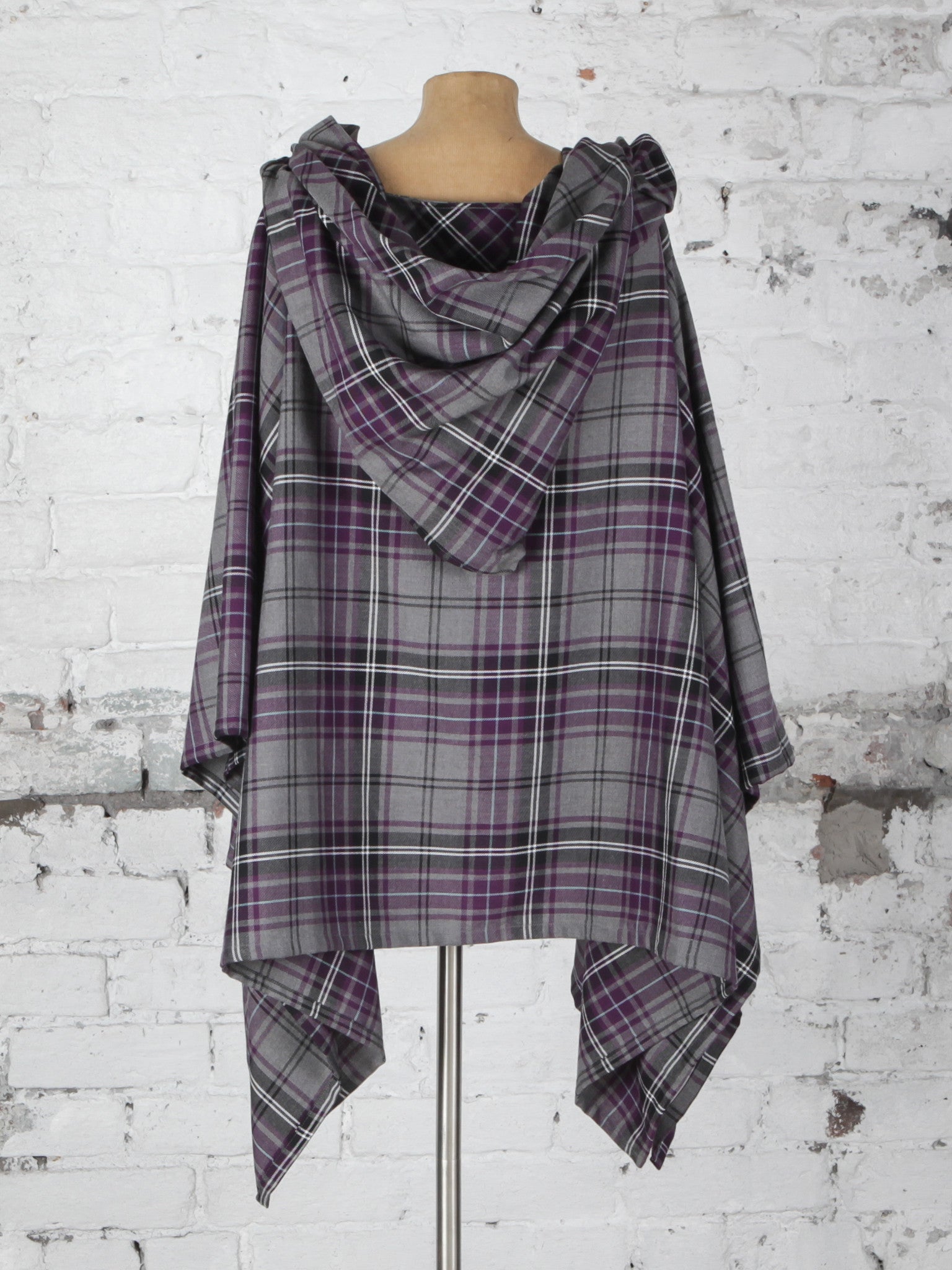 Grey and Purple Tartan Wolf Cape