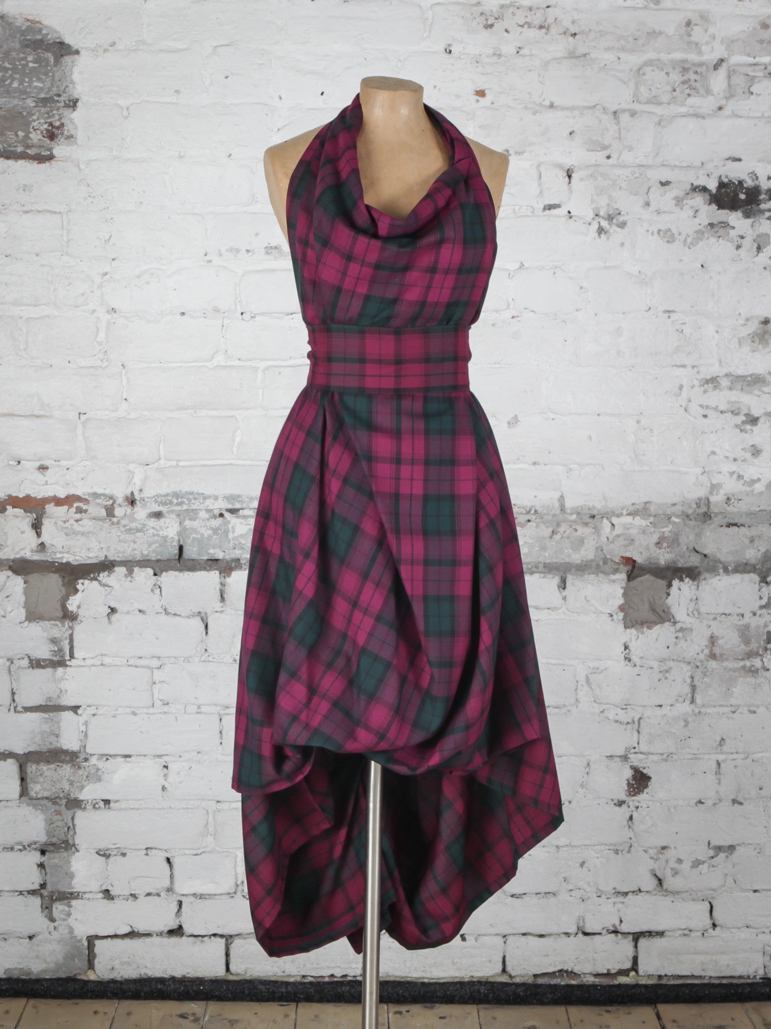 Maroon Green Tartan Alice Dress