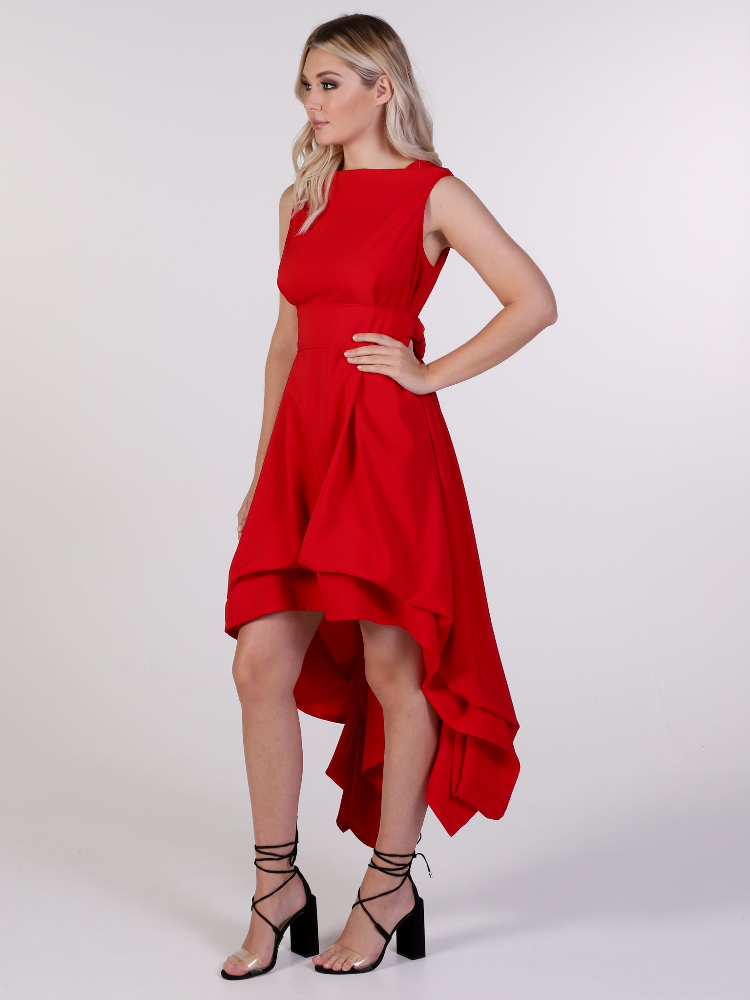 Bright Red Asymmetric Wendy Dress