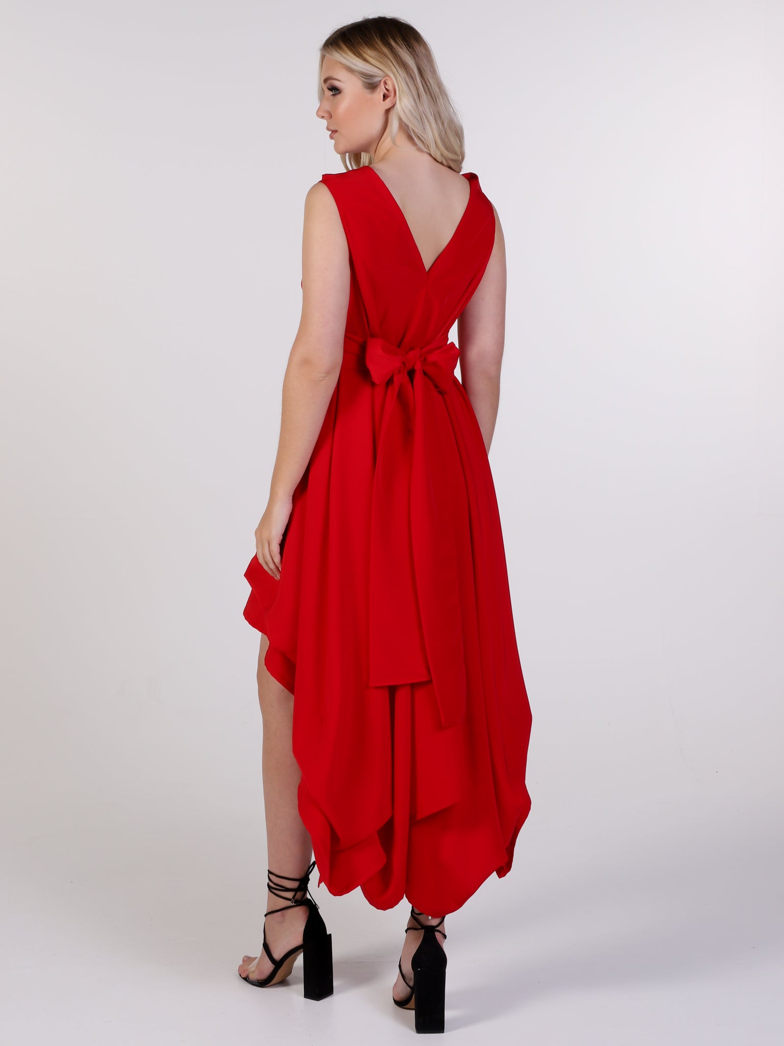 Bright Red Asymmetric Wendy Dress