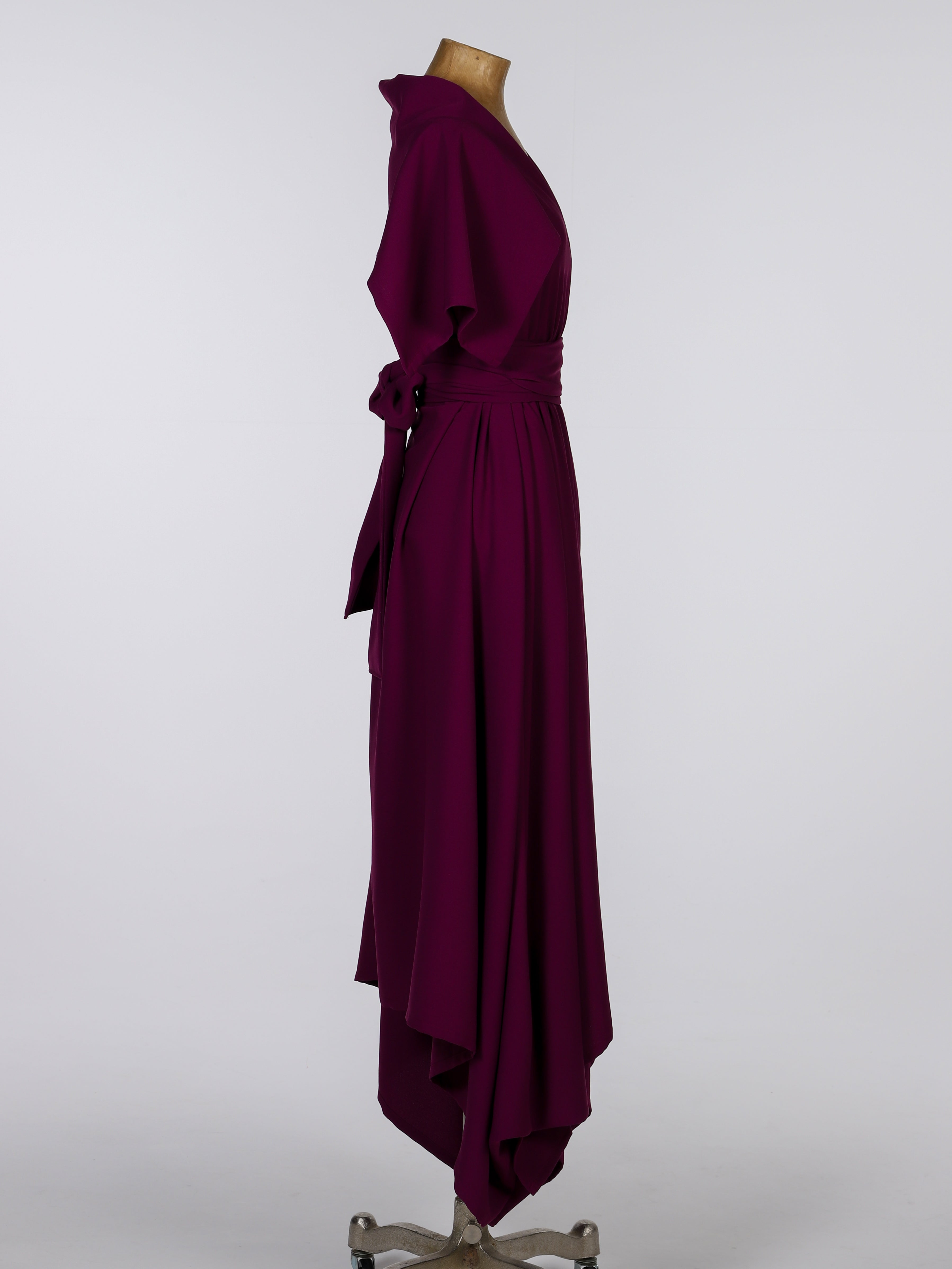 Plum Darcy Dress with Waterfall Sleeves