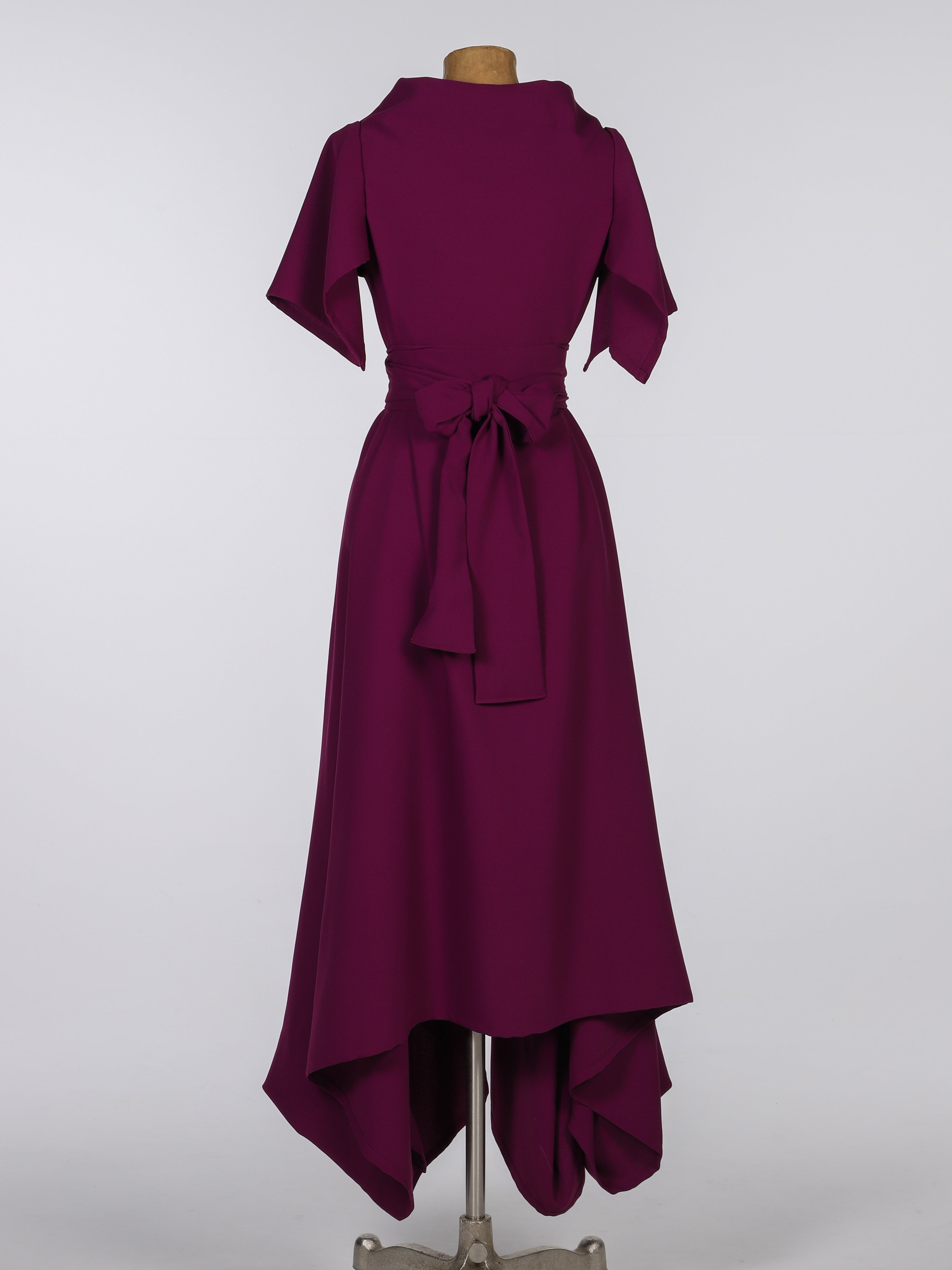 Plum Darcy Dress with Waterfall Sleeves