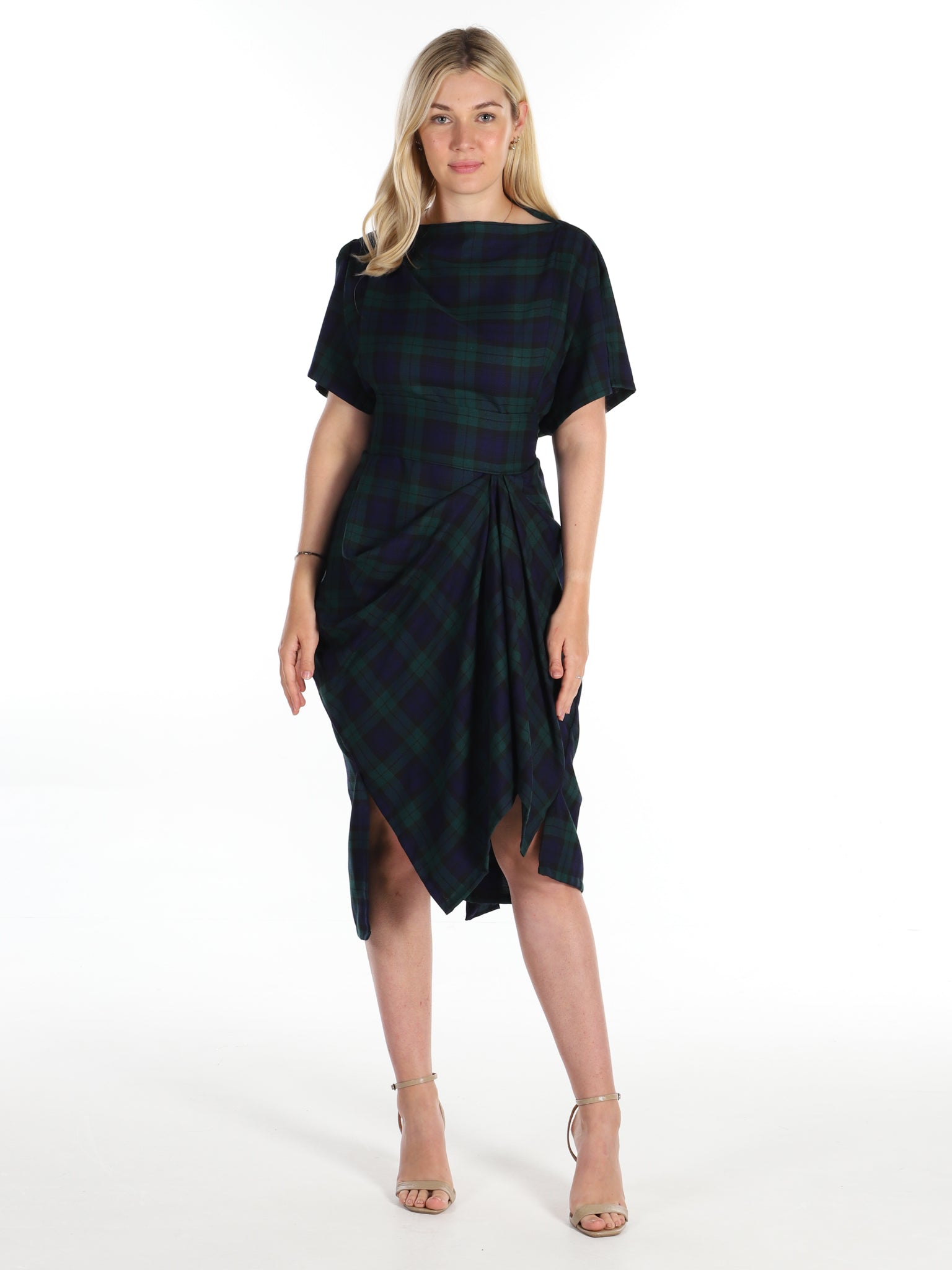 Navy and Green Tartan Riva Dress