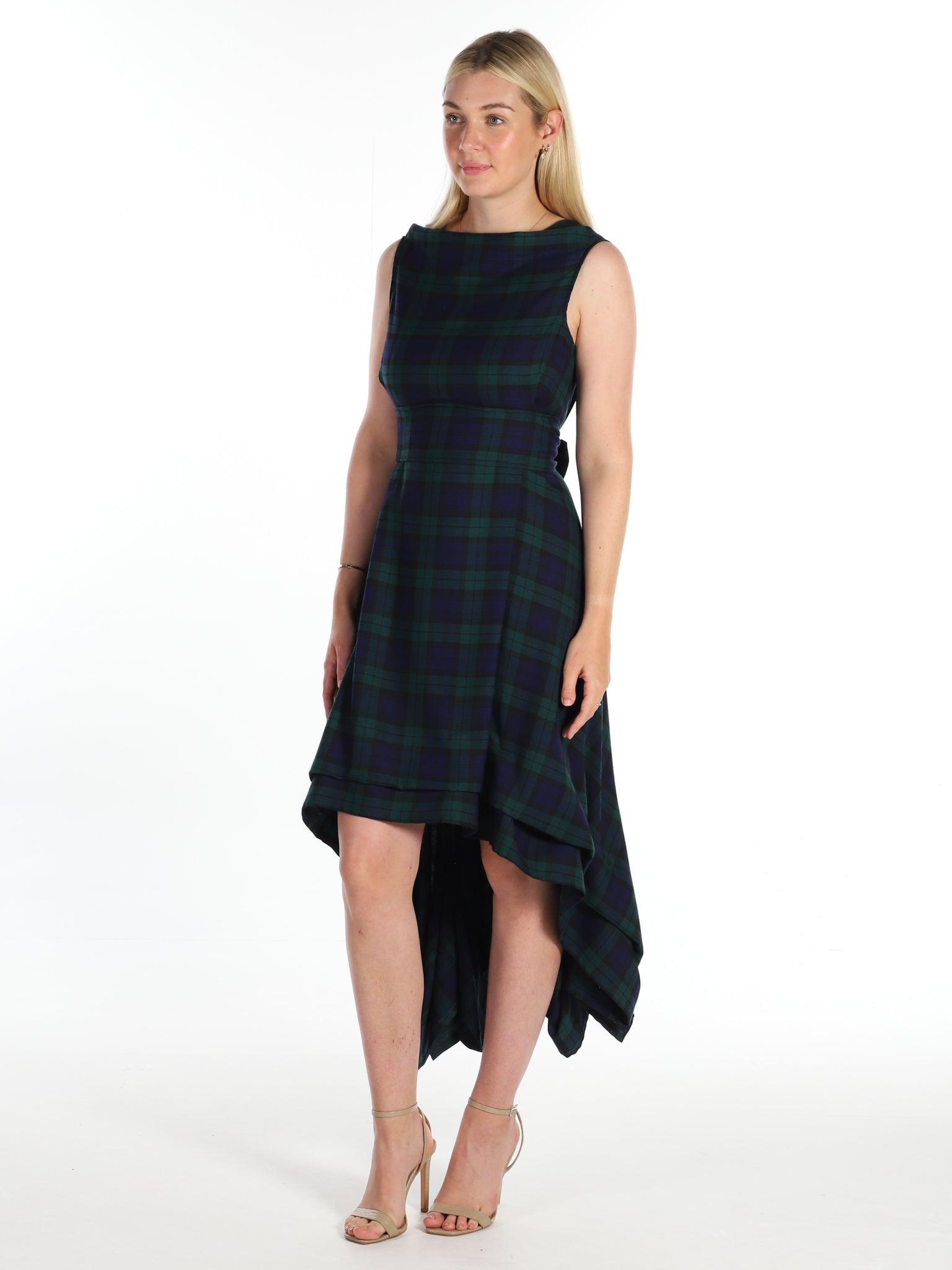 Navy and Green Tartan Wendy Dress