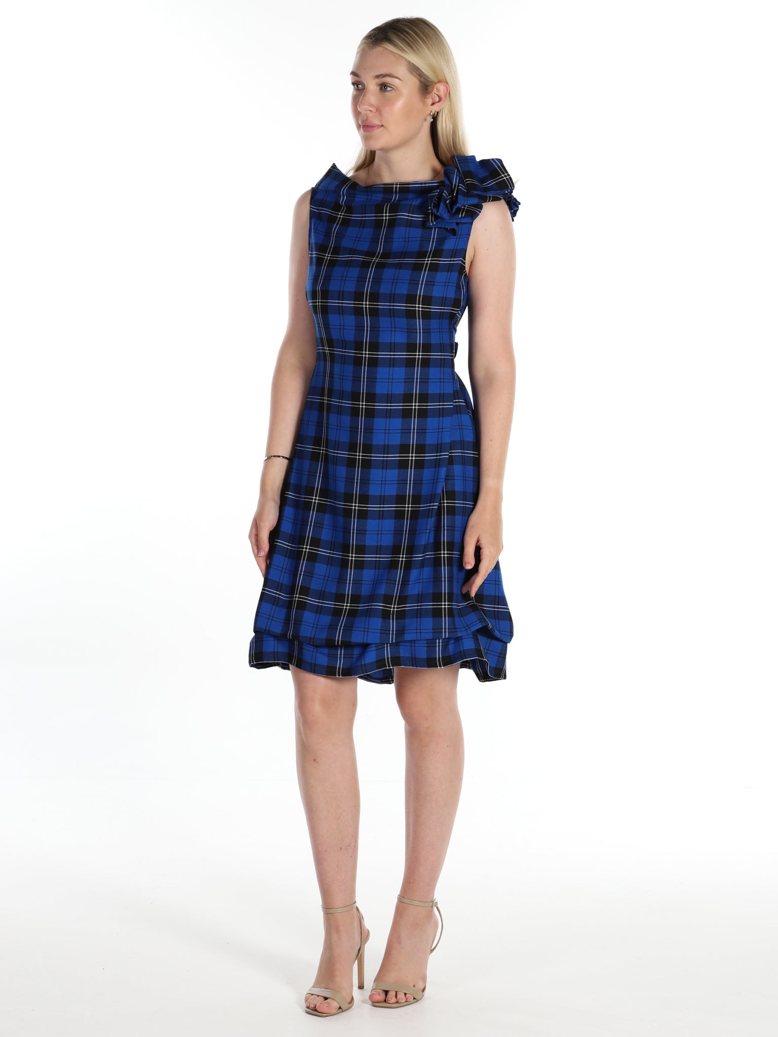 Royal Blue Tartan Anna Dress