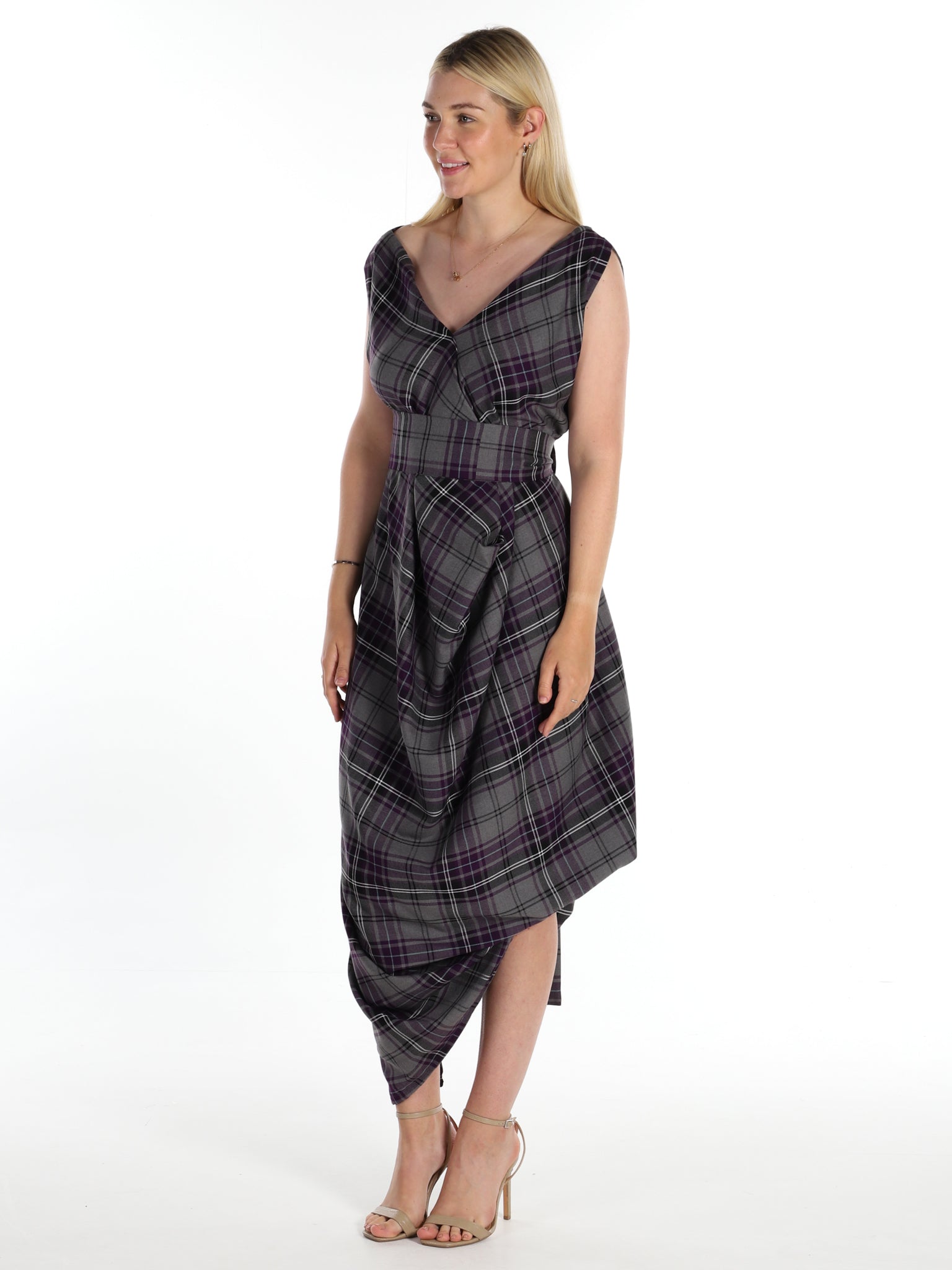 Grey and Purple Tartan Poppy Dress