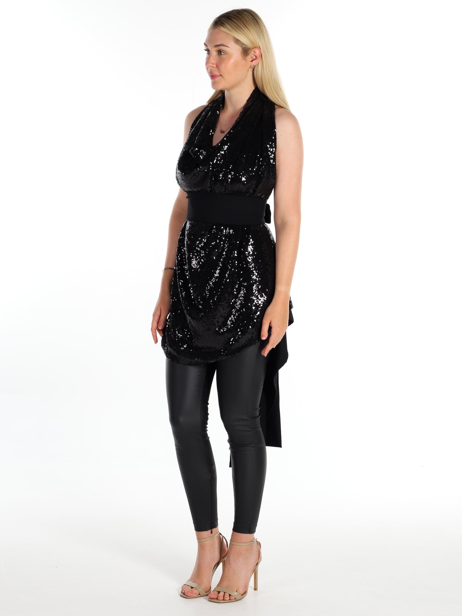 Black Sequin Alice Maxi Top