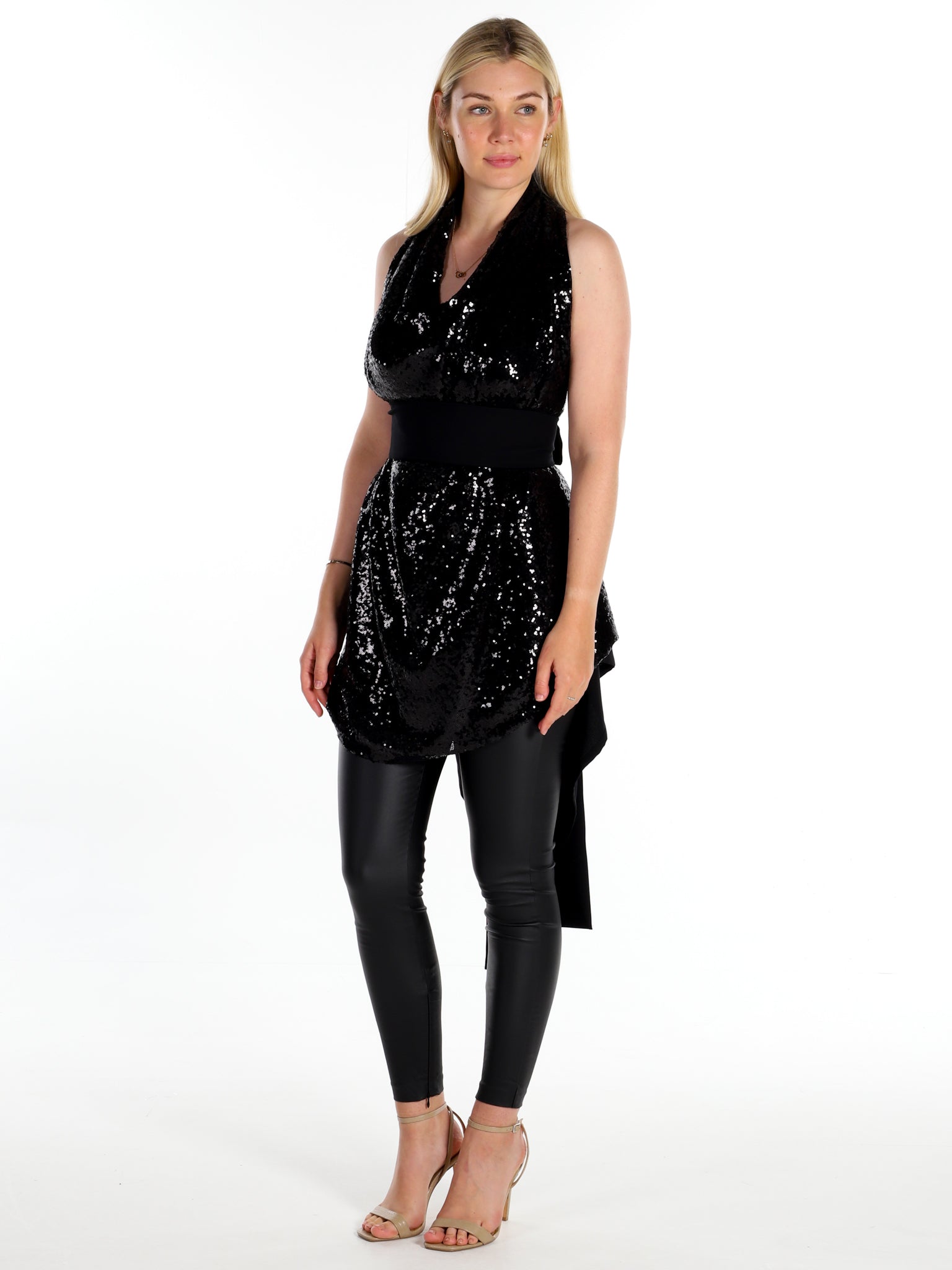 Black Sequin Alice Maxi Top