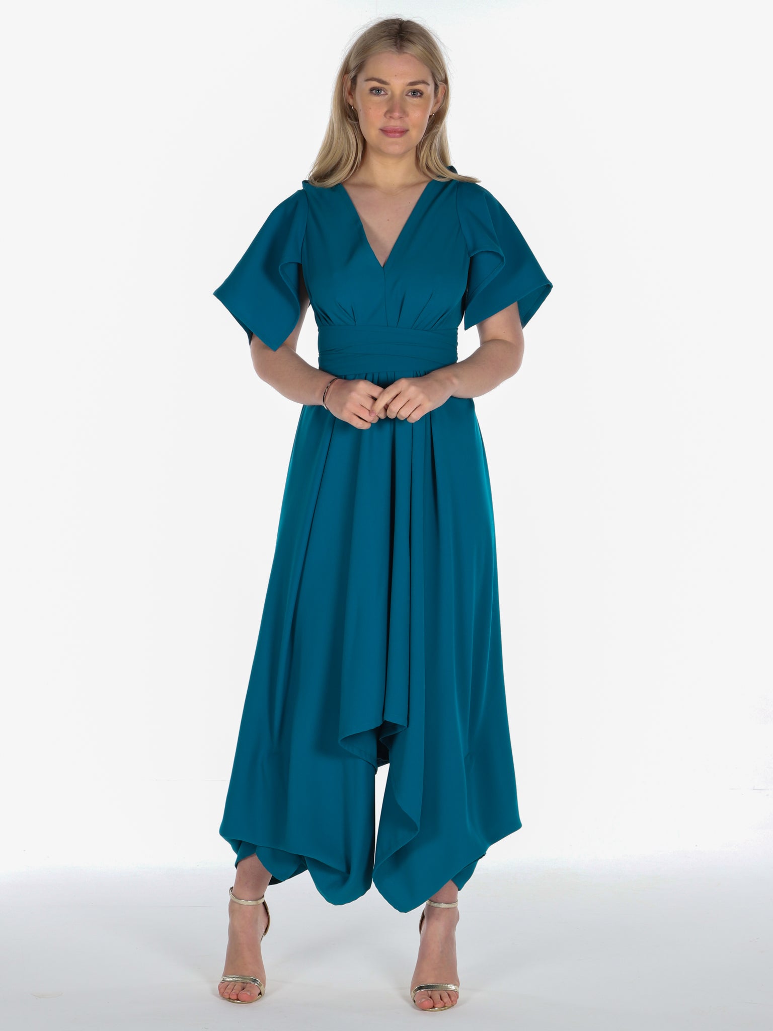 Teal Darcy Dress with Sleeves