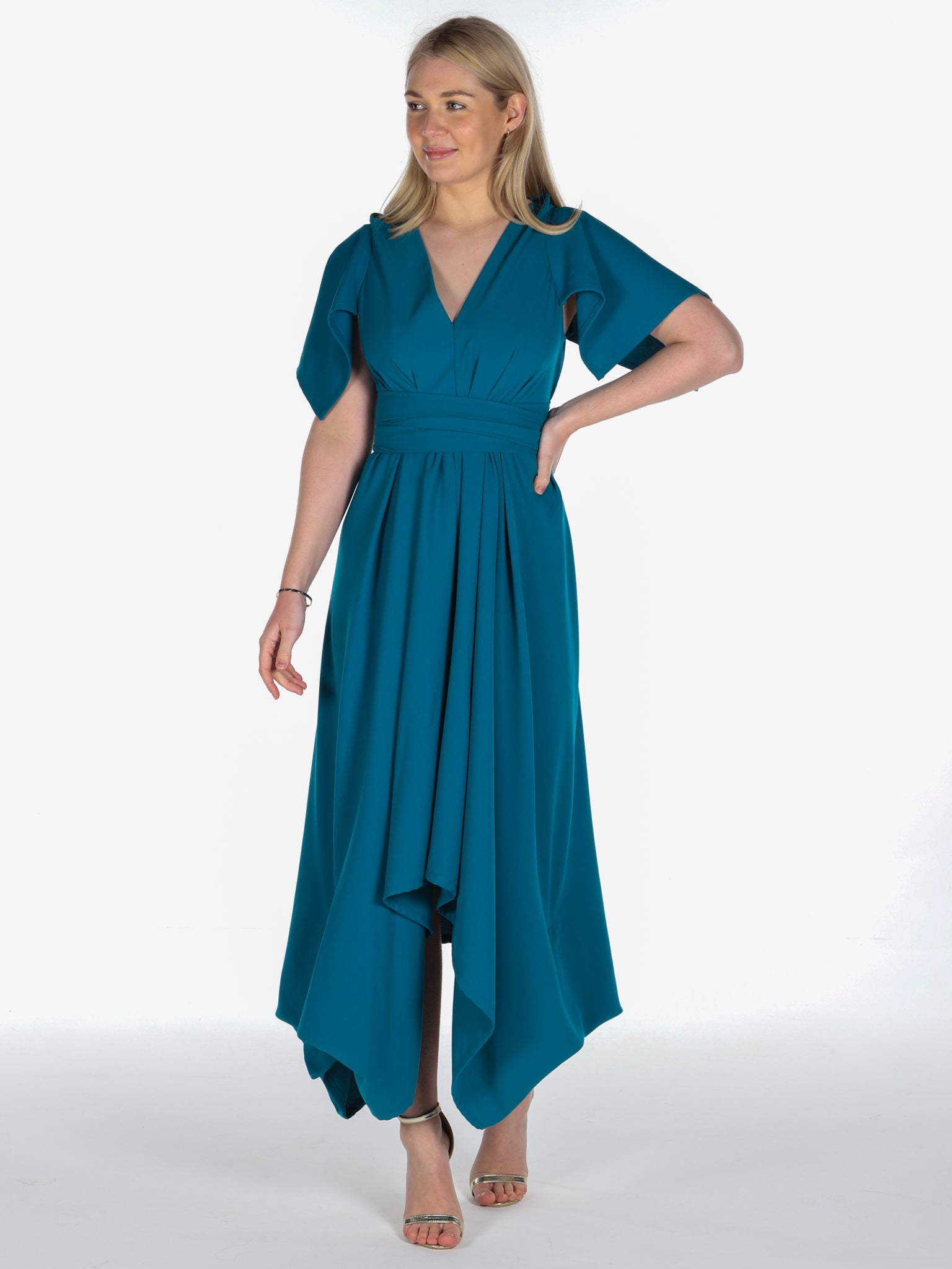 Teal Darcy Dress with Sleeves