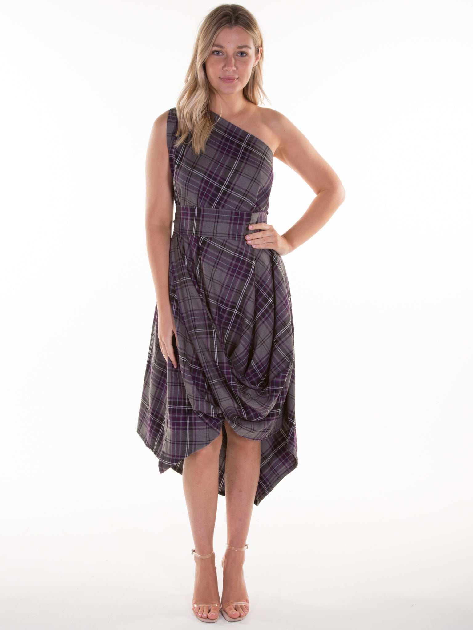 Grey and Purple Tartan Jessie Dress