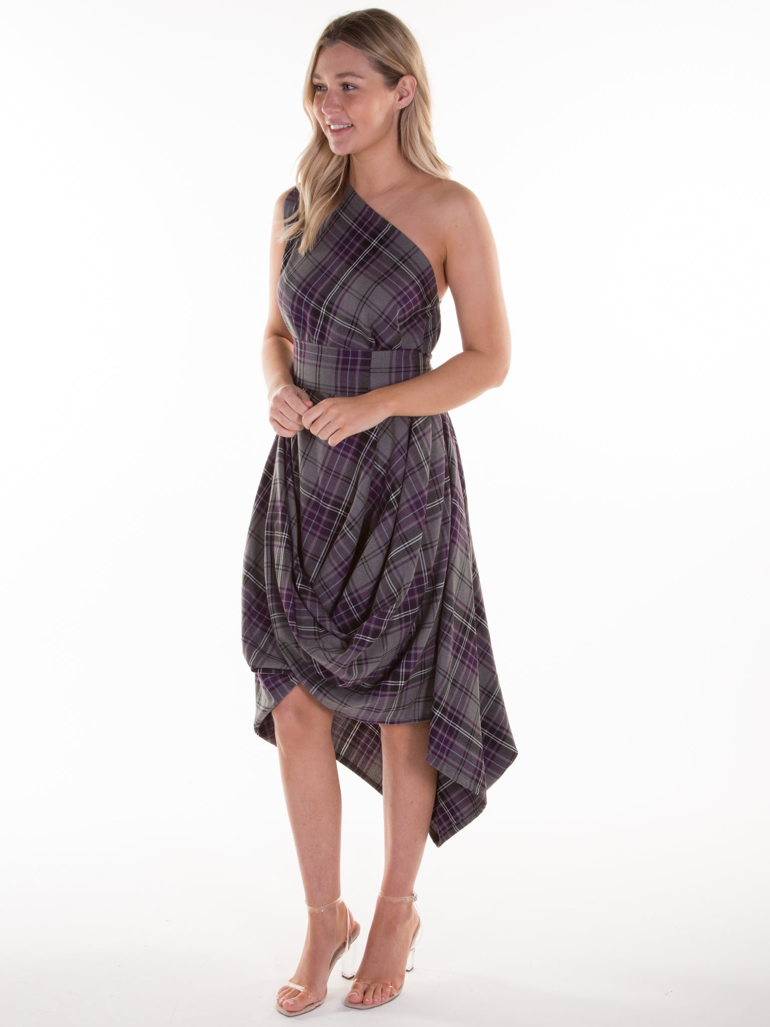 Grey and Purple Tartan Jessie Dress