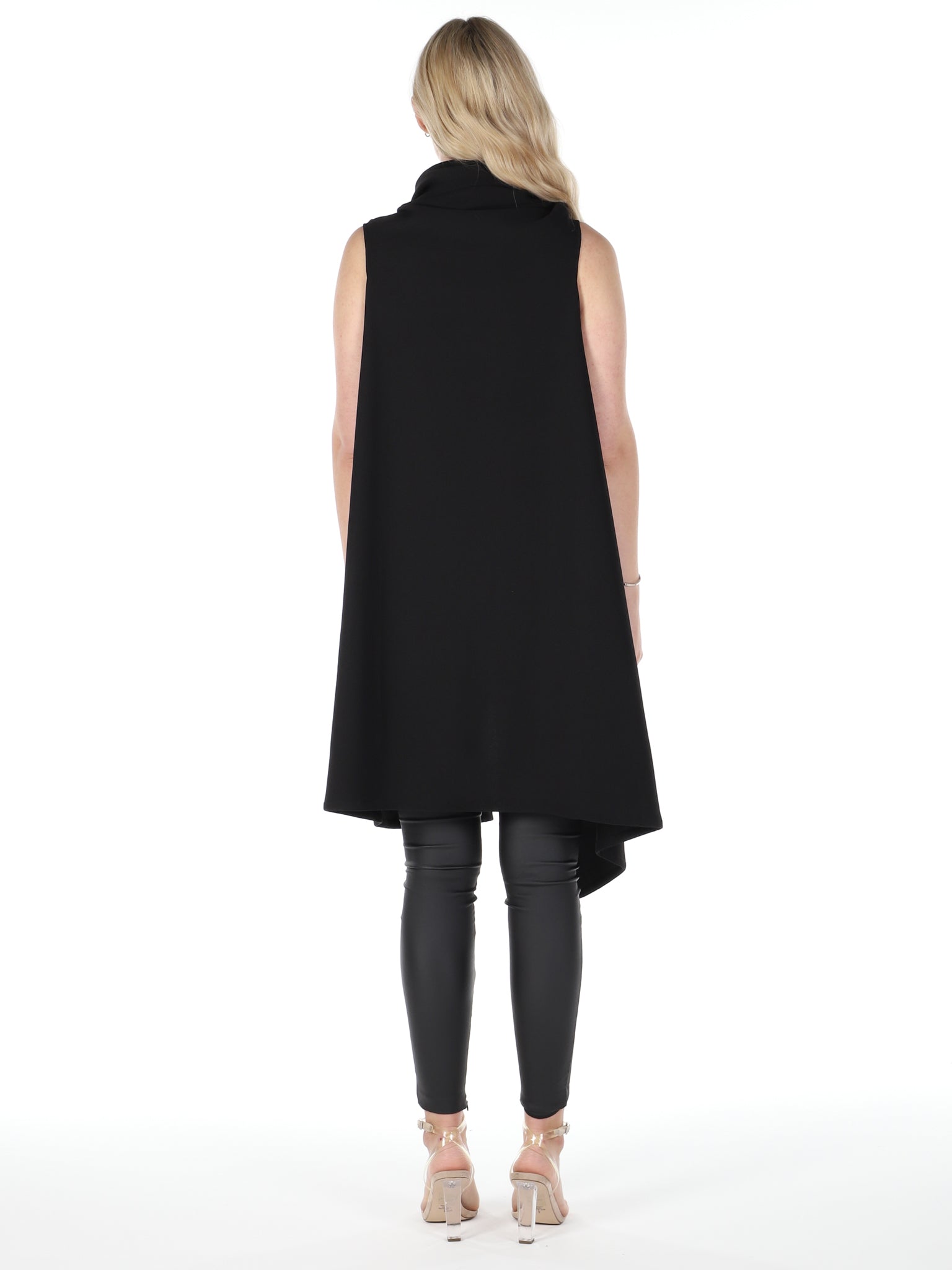 Black Ribbed Drape Waterfall Waistcoat