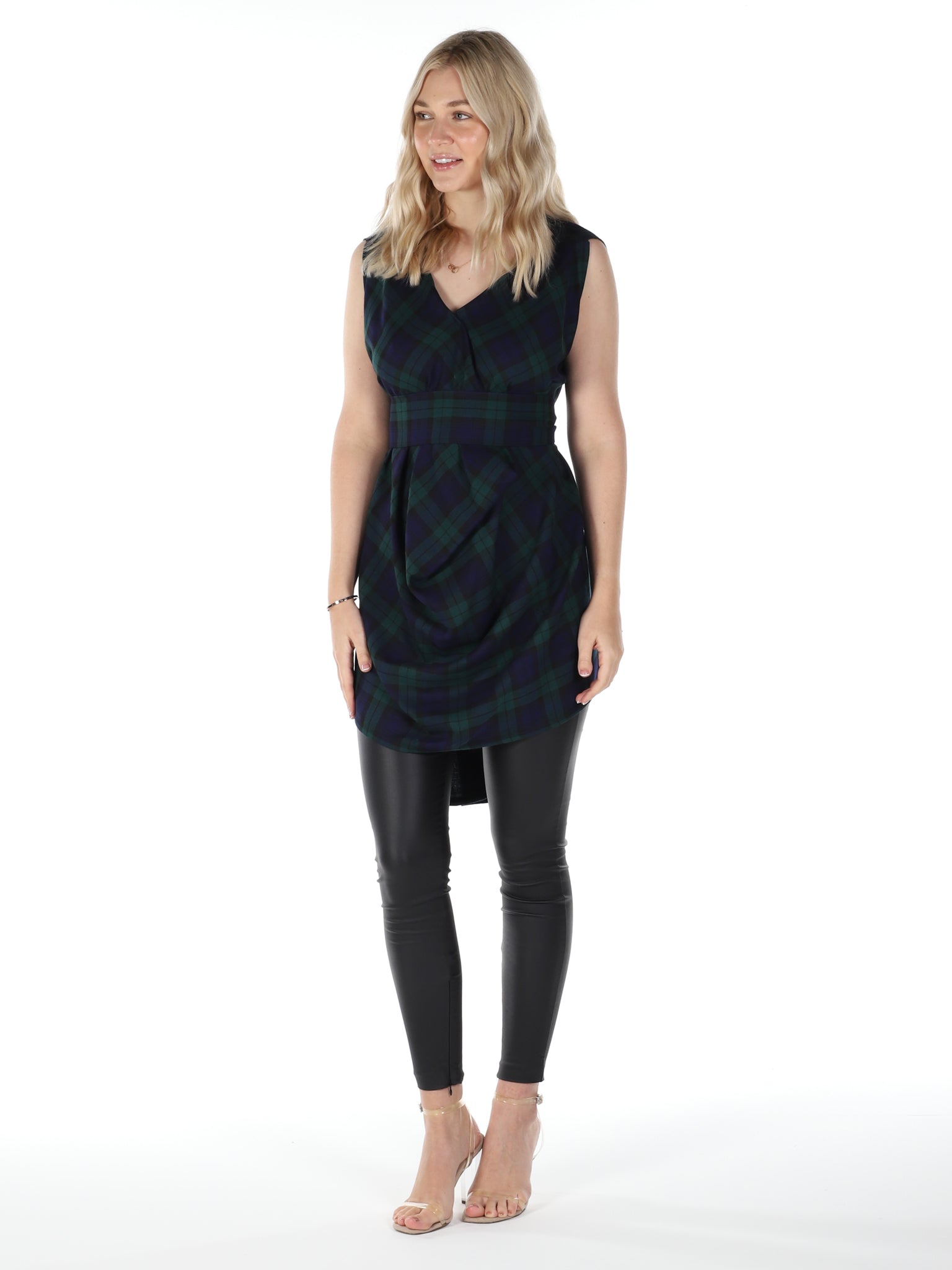 Navy and Green Tartan Poppy Top