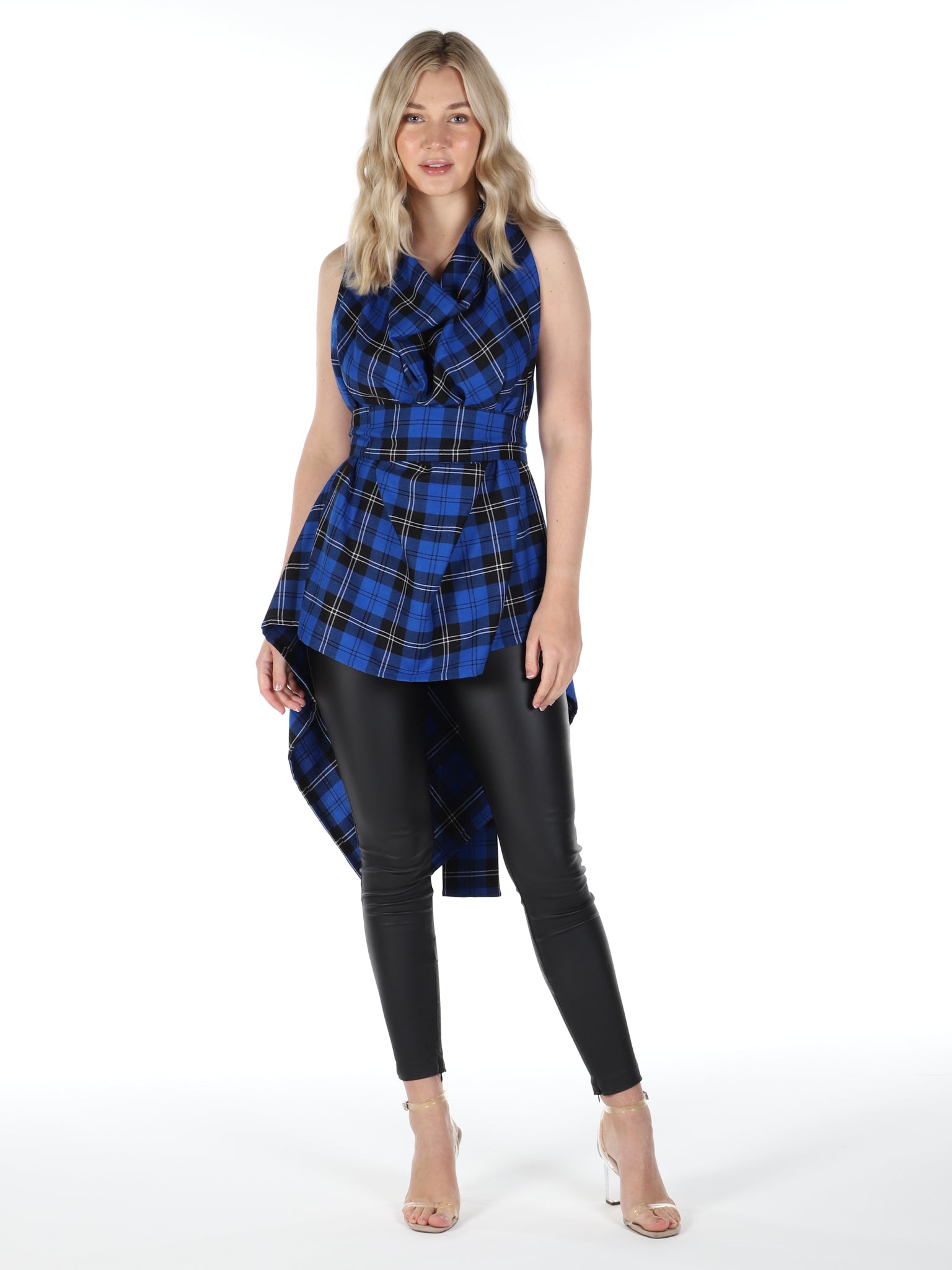 Royal Blue Tartan Alice Maxi Top