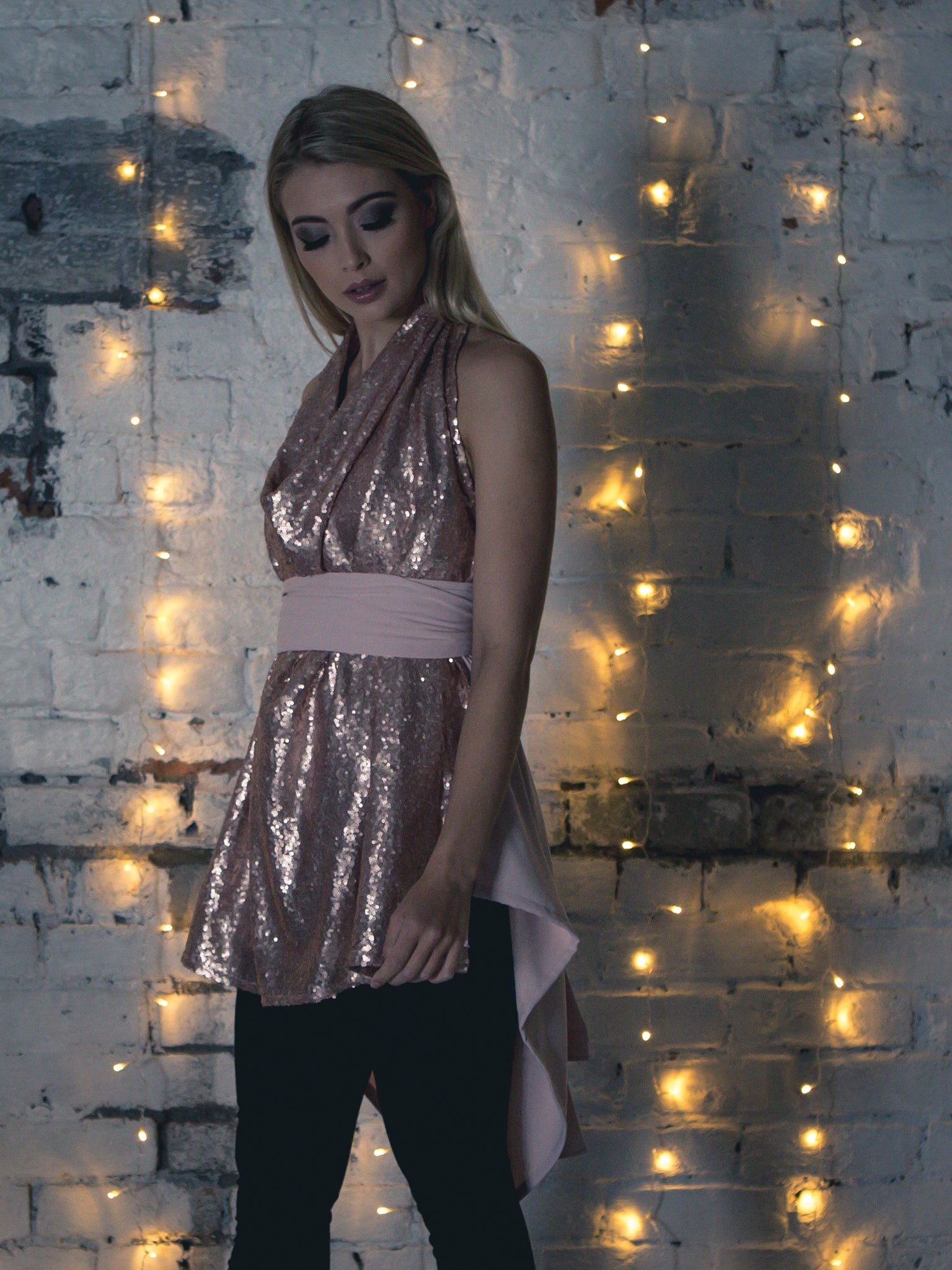 Rose Gold Sequin Alice Maxi Top