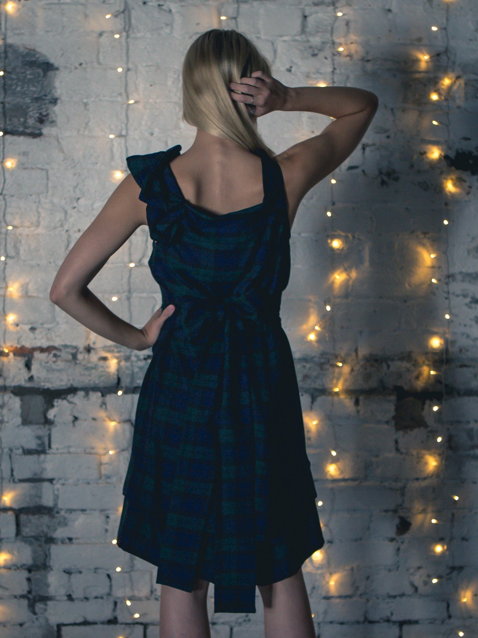 Navy and Green Tartan Anna Dress